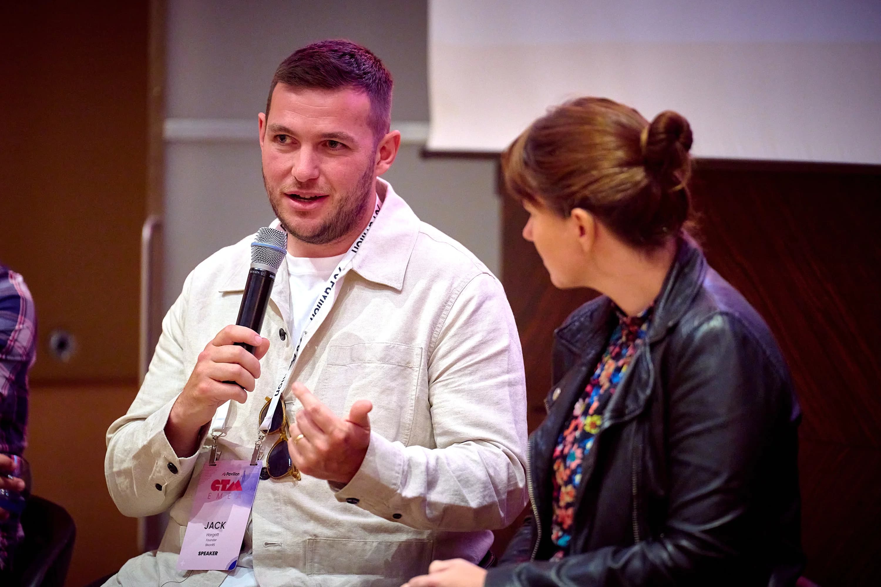 Jack Hargett, founder of BisonRS, speaking on a RevOps panel at GTM Pavilion EMEA